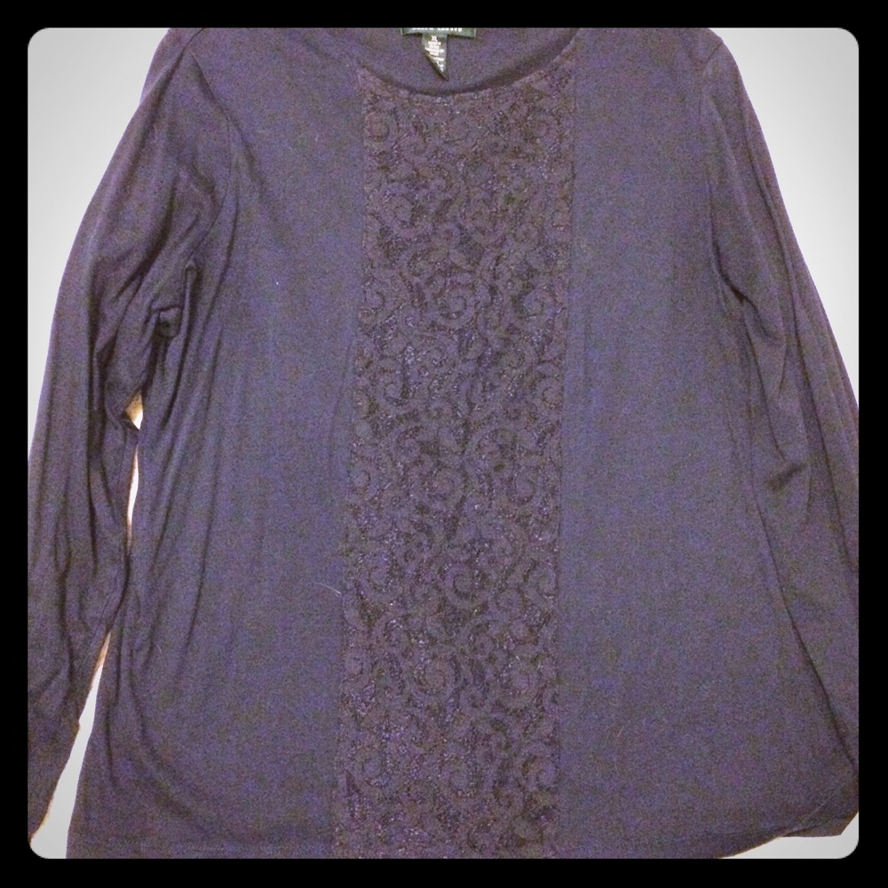 Navy Ralph Lauren Lace-Front Top